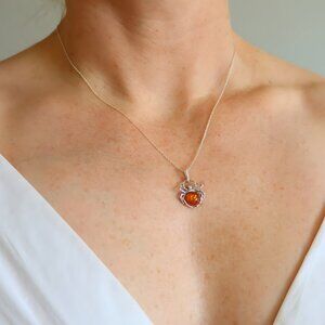 Baltic Amber Spider Pendant- Sterling Silver